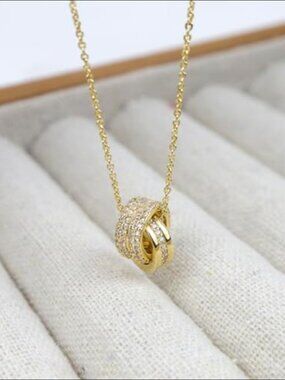 14K Yellow Gold Minimalist Dainty Pendant Necklace Luxury Modern